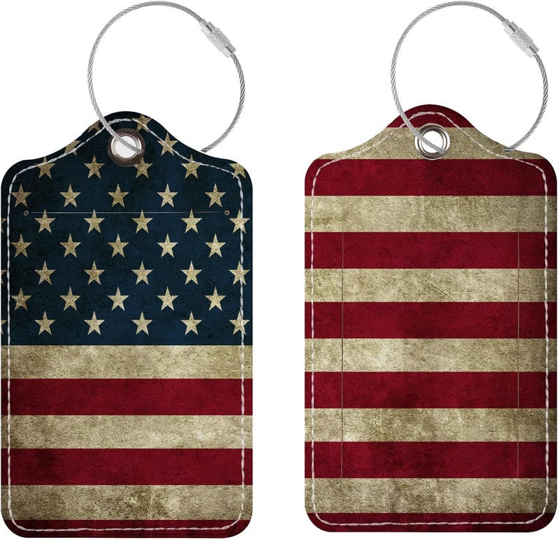 Chelmon Luggage Tags for Suitcases, 2 Pack Cute PU Leather Suitcase Tag Identifiers TSA Approved with Stainless Steel Loop and Address Card for Baggage Tag for Cruise Airport Travel Essentials by - Image 1